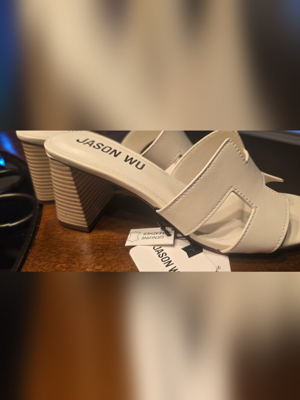 Jason Wu Cream Leather H‑Cut Slide Mules, NWT Women's Sz 7.5 - Picture 3 of 6